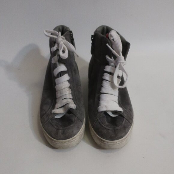 Womens Prada Scamosciato Sport Ghiai Gray Suede High-Top Sneakers 35.5 US/5.5 - Picture 1 of 16